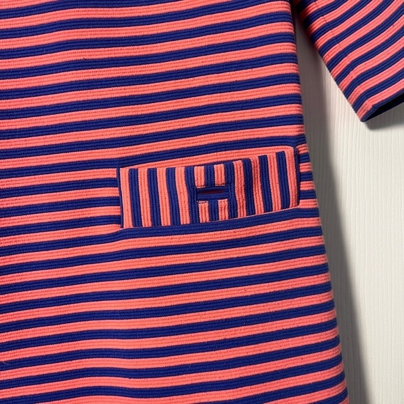 Lilly Pulitzer Coral Navy Striped Dress Sz M - Picture 6 of 9